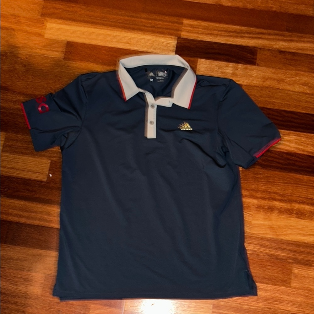 Adidas Dark Blue Polo with Red and Gray Details